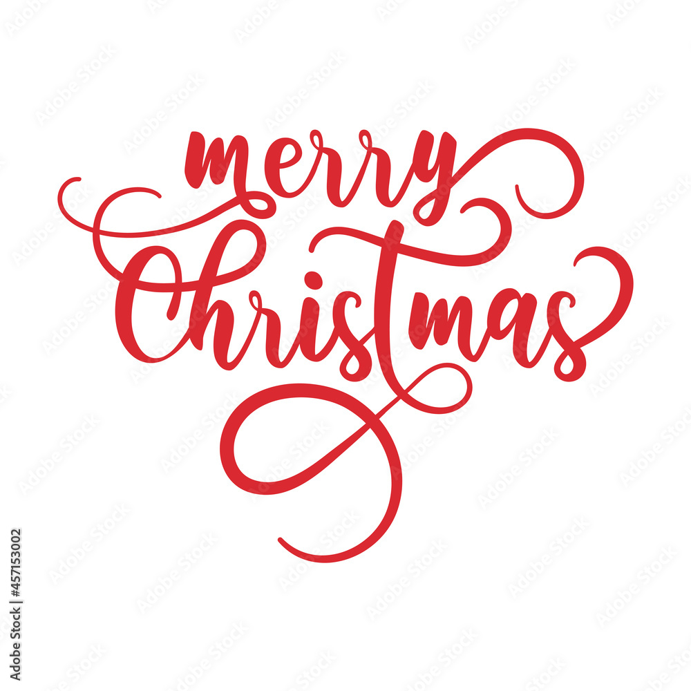 Merry Christmas. Red and white. hand drawn lettering calligraphy for greetings card Merry Christmas. Red and white. hand drawn lettering calligraphy for greetings card