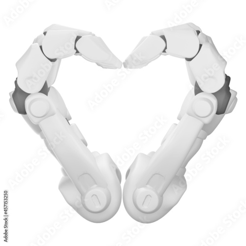 3d robot hands show heart gesture  isolated illustration on a white background  3d rendering