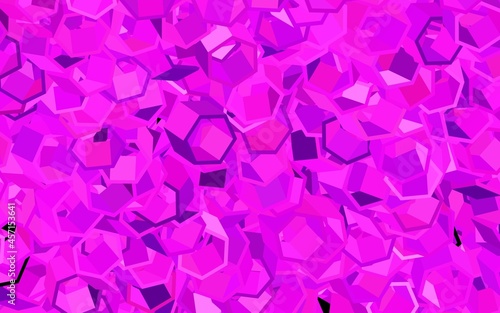 Dark Pink vector pattern with colorful hexagons.