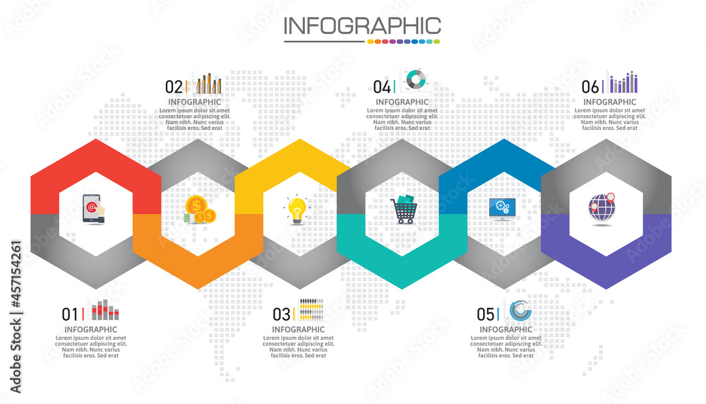 Infographic chart with business concept, 6 options can be used for business concept with 6 steps. Infographic chart with business concept, 6 options can be used for business concept with 6 steps.