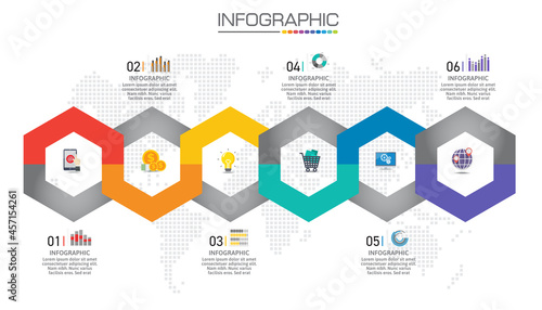 Infographic chart with business concept, 6 options can be used for business concept with 6 steps.