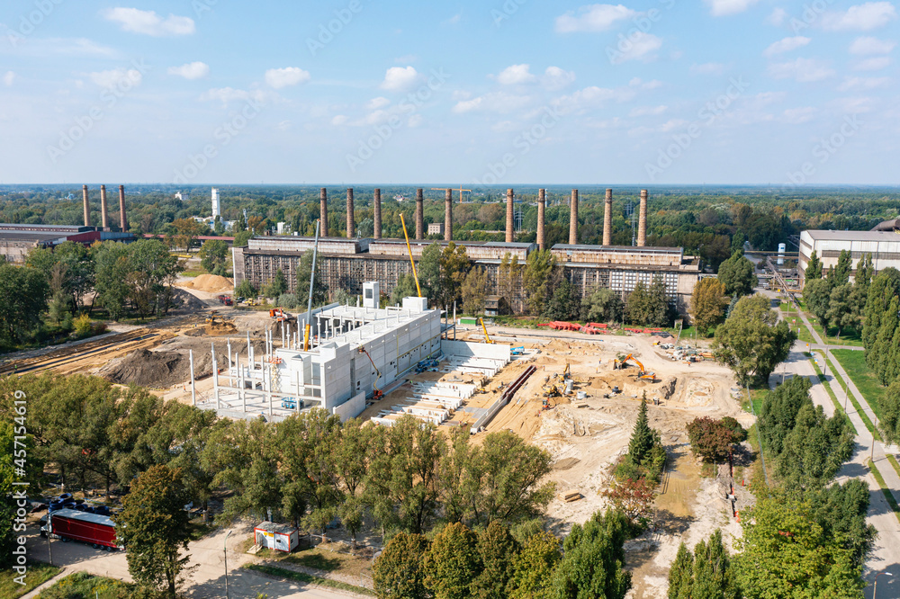 Warsaw, Poland - September 15 2021: New data canter to be build on the premises of the Warsaw Steelworks. It will make Bielany district Silicon Valley.