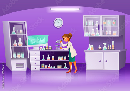 Scientists Colored And Cartoon Composition