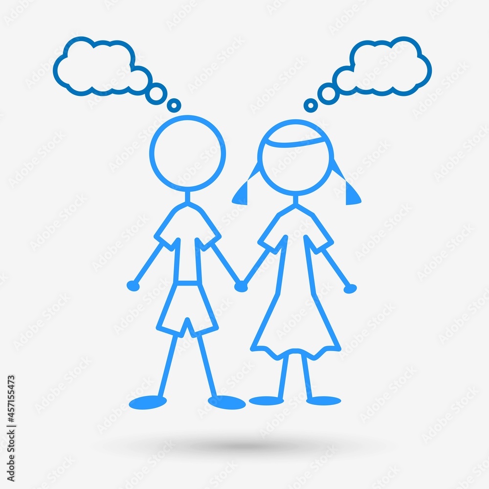 Boy girl icon, isolated object vector illustration. Boy girl icon, isolated object vector illustration.