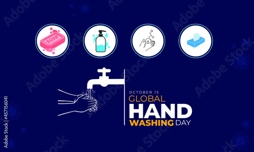 Global Handwashing Day.15 October. coronavirus icon. handwashing with water from faucet background. Vector Illustration.