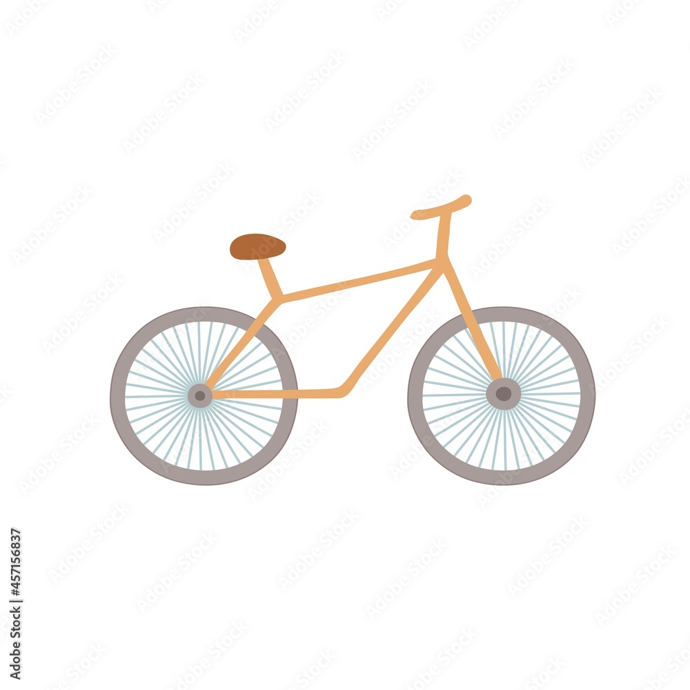 Vector flat cartoon bicycle isolated on empty background-healthy lifestyle,sports activities concept,web site banner ad design