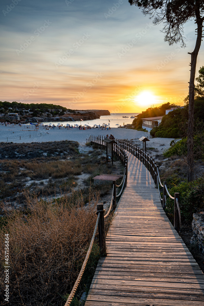 views of a sunset on a beach in Formentera, Balearic Islands. Spain.
