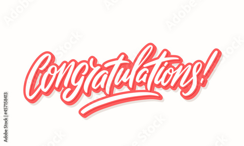 Congratulations. Vector handwritten lettering card. 
