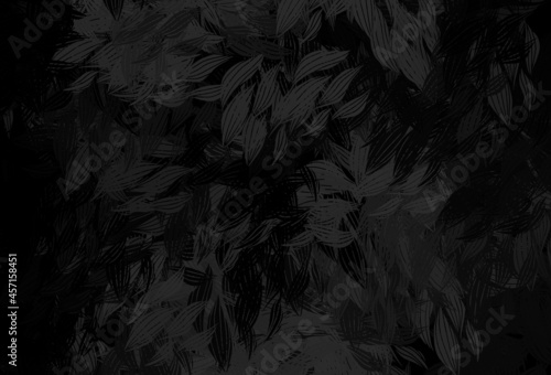 Dark Gray vector natural background with leaves.