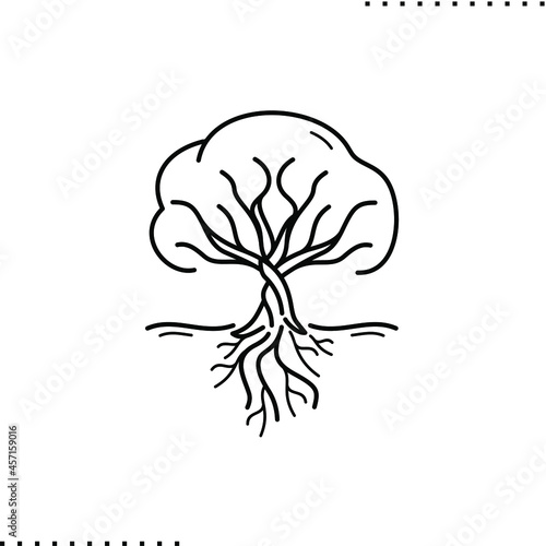 The huge tree with roots symbol illustration isolated on white