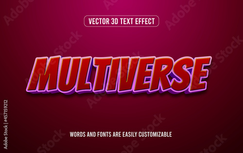 Multiverse red comic style 3d editable text effect style