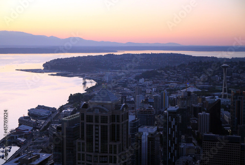 Panorama from the top of a skyscraper in Seattle
