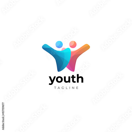 Abstract Youth Human Partner Logo Design Symbol Icon