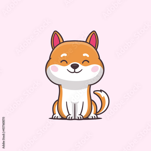Shiba inu dog kawaii cartoon vector illustration