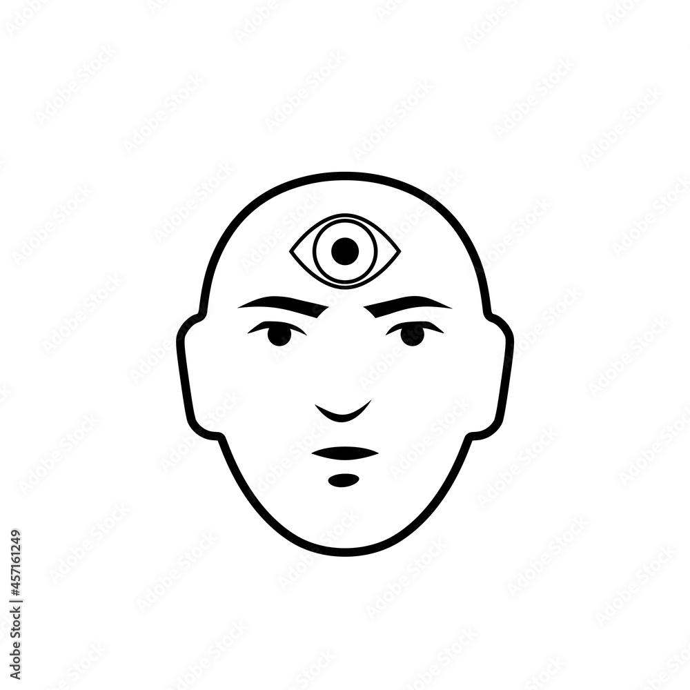 Man with third eye icon isolated on white background Man with third eye icon isolated on white background