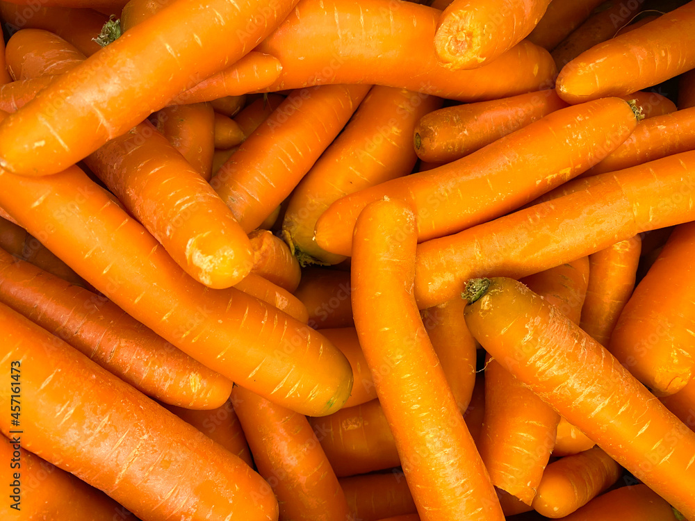 Fresh carrots background. there are a lot of carrots in the store Fresh carrots background. there are a lot of carrots in the store
