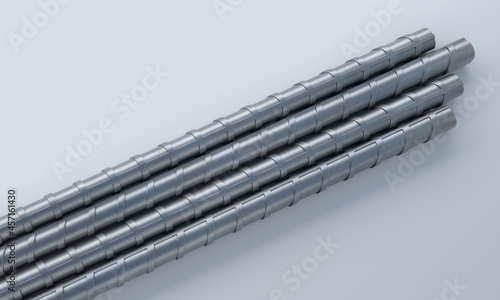 3D illustration of reinforcements bunch of steel TMT bar. 3D Render