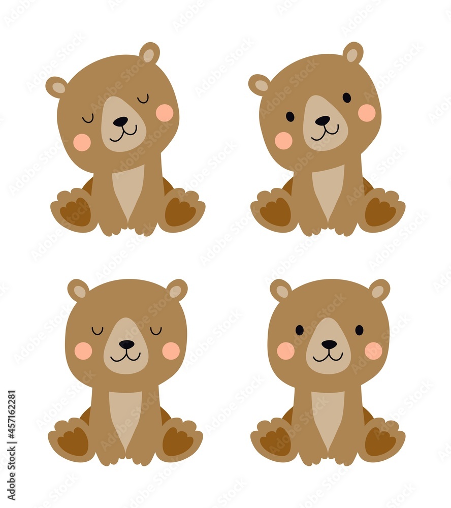 Obraz premium vector cute bear toy animal icons