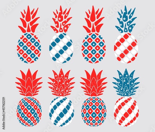 vector pineapple set for 4th july