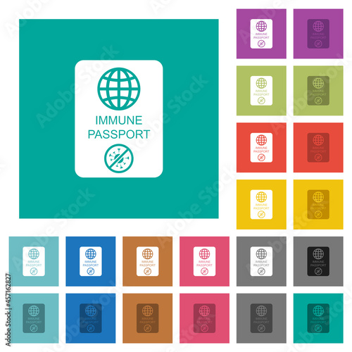 Immune passport square flat multi colored icons