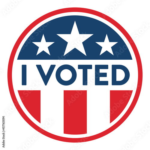 I Voted political election icon in red white and blue isolated vector illustration - voting - patriotic - America