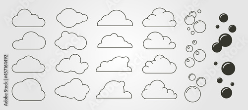 cloud and bubble icon logo vector symbol minimal design, line art bubble cloud logo design