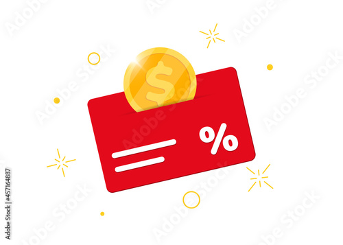 Loyalty program bonus card. Earn money or points. Purchase percent return customer service business sign. Coins cashback income isolated vector eps illustration