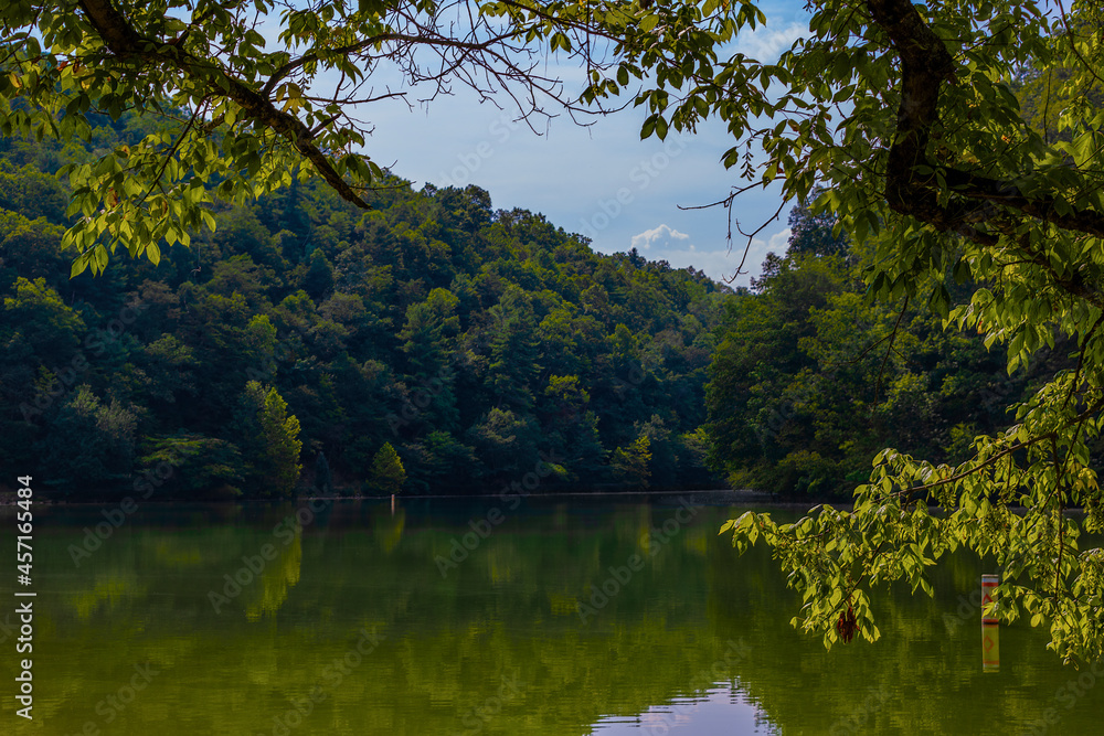 Beautiful view of Steel lake and surrounding landscape Beautiful view of Steel lake and surrounding landscape