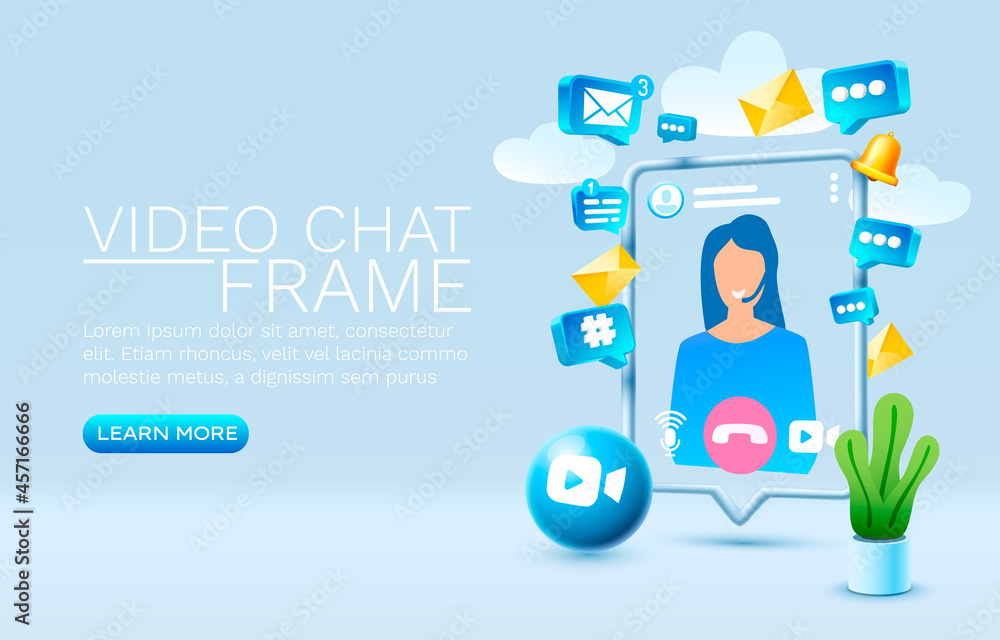 Video chat smartphone mobile screen, technology mobile display. Vector Video chat smartphone mobile screen, technology mobile display. Vector