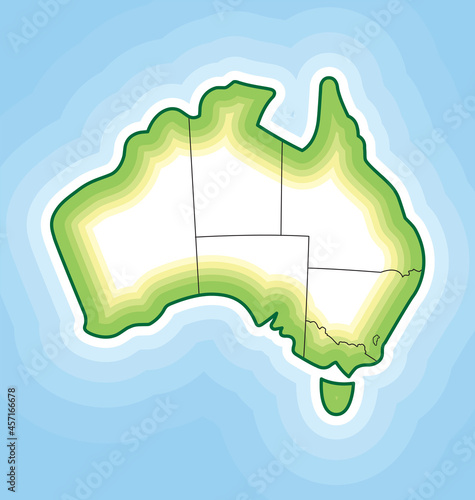 australia map simplified contoured