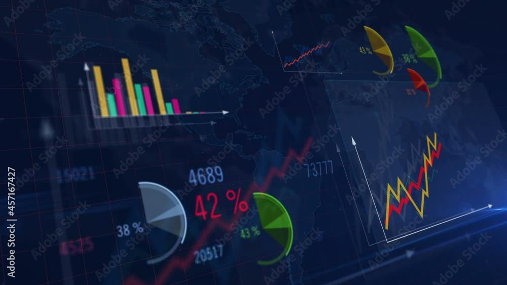 Business charts and growth economy graphs diagram. 3D data ...