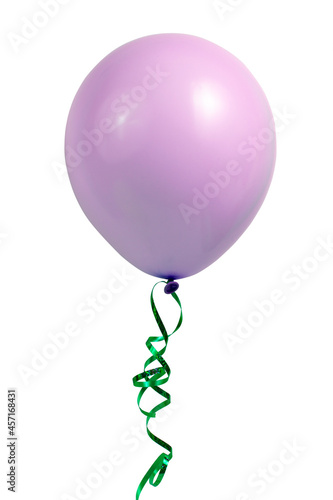 Violet bright rubber balloon isolated on the white background
