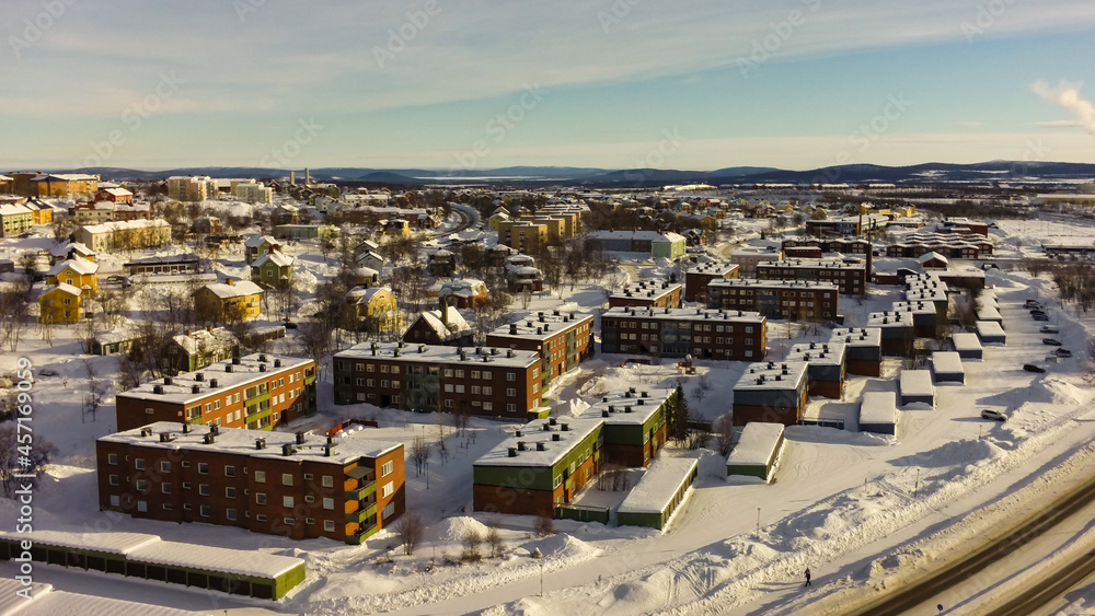 Aerial view of Bromsgatan in Kiruna