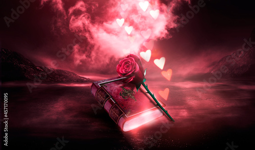 Fantasy magic dark red back...
