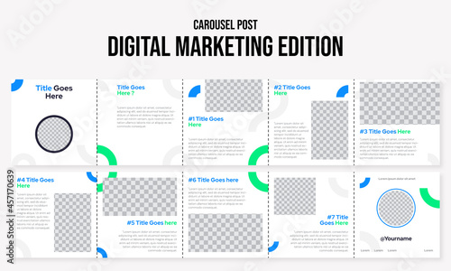 Set of editable social media instagram carousel post digital agency design vector template ai & eps 10