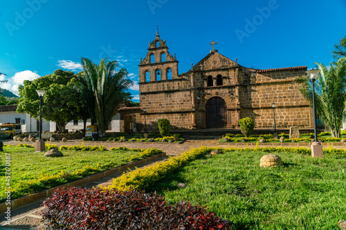 Catholic Church, Old historical ancient hiking road way "El Camino Real" in Guane, Santander, Colombia