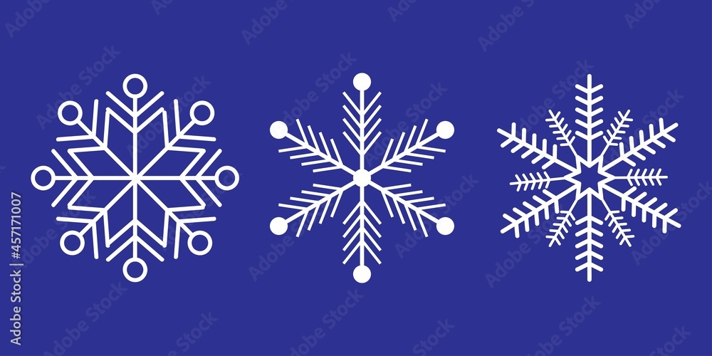 Snowflake winter set on background vector illustration