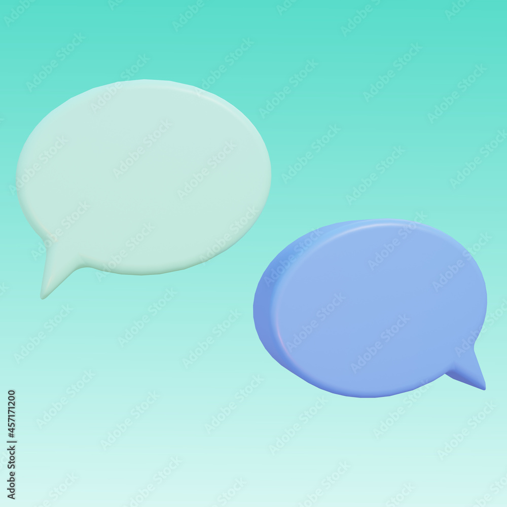Speech bubble icons 3d render. Message talk group conference chat sign. Two chat messages isolated on gradient background. Tree dimension communication illustration. Speech bubble icons 3d render. Message talk group conference chat sign. Two chat messages isolated on gradient background. Tree dimension communication illustration.