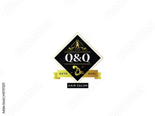 Letter QQ Logo, Luxury qq q&q Logo Icon Vector Image For luxury hair salon, hair salon, vintage salon, barber and beauty hair salon shop