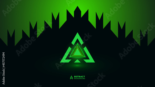 Green abstract polygonal background. Gaming and technology concept