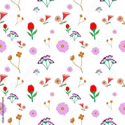 Seamless more flower pattern background  illustration flora art decor style flower and background concept