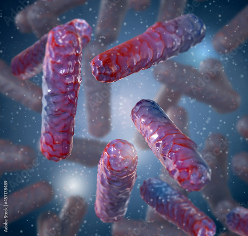 Medical background, Shigella gram-negative immobile rod-shaped bacteria, pathogens from the group of shigellosis, dysentery, dangerous pathogen, 3D rendering photo