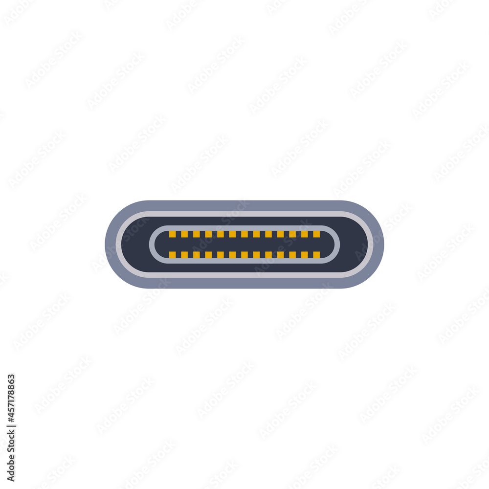 USB C pc universal connector icon. Vector graphic illustration of Port in flat style. USB C pc universal connector icon. Vector graphic illustration of Port in flat style.