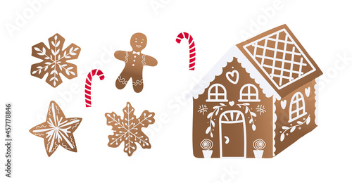 Christmas cookies bundle. Sweet dessert for the holiday. Vector illustration in hand drawn style