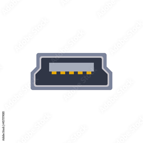 USB mini B pc universal connector icon. Vector graphic illustration of Port in flat style.