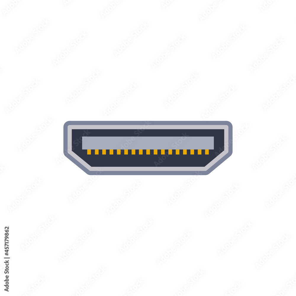 Micro HDMI pc universal connector icon. Vector graphic illustration of Port in flat style. Micro HDMI pc universal connector icon. Vector graphic illustration of Port in flat style.