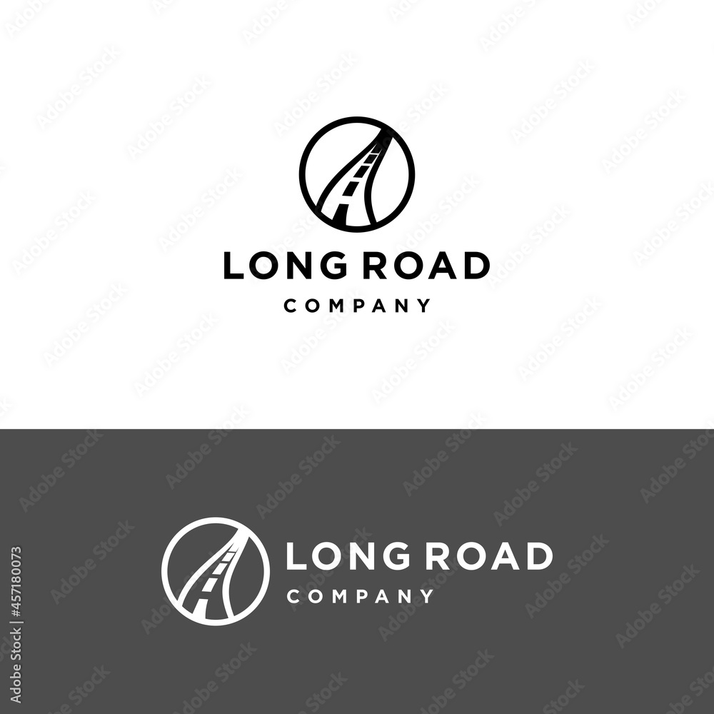 road logo design icon vector with circle badge
