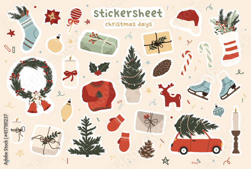 Cute Christmas Stickers Stock Illustration - Download Image Now -  Christmas, Sticker, Holiday - Event - iStock