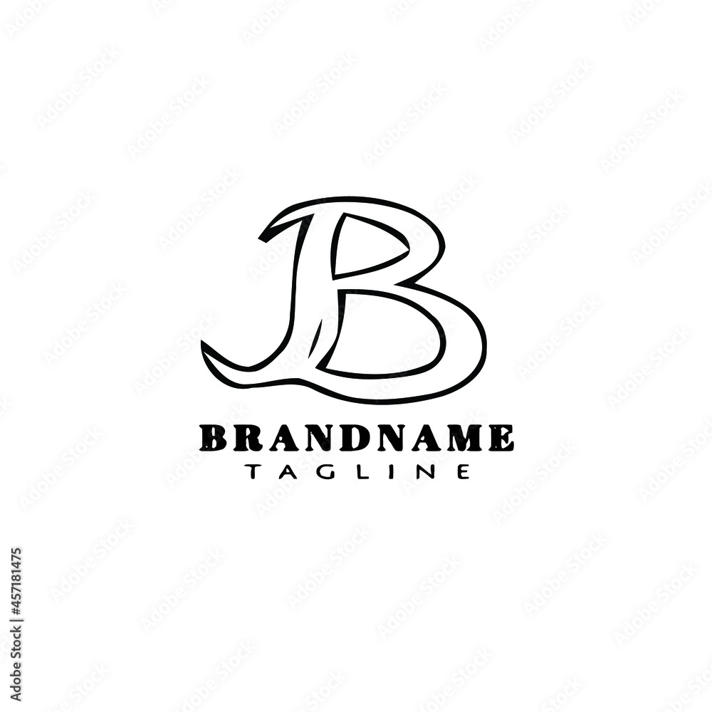 Fototapeta premium letter b cartoon logo icon flat template black isolated vector illustration