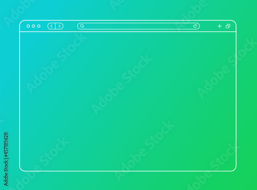 Browser mockup outline for show your website. Internet page concept for desktop. Empty browser window in line style isolated on colored green background. Webpage user interface.